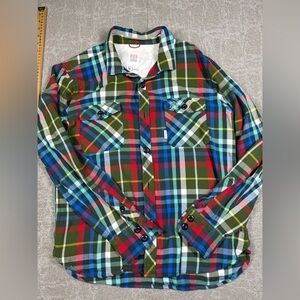 To-o Designs Field Plaid Button Down Long Sleeve Shirt Mens Size M